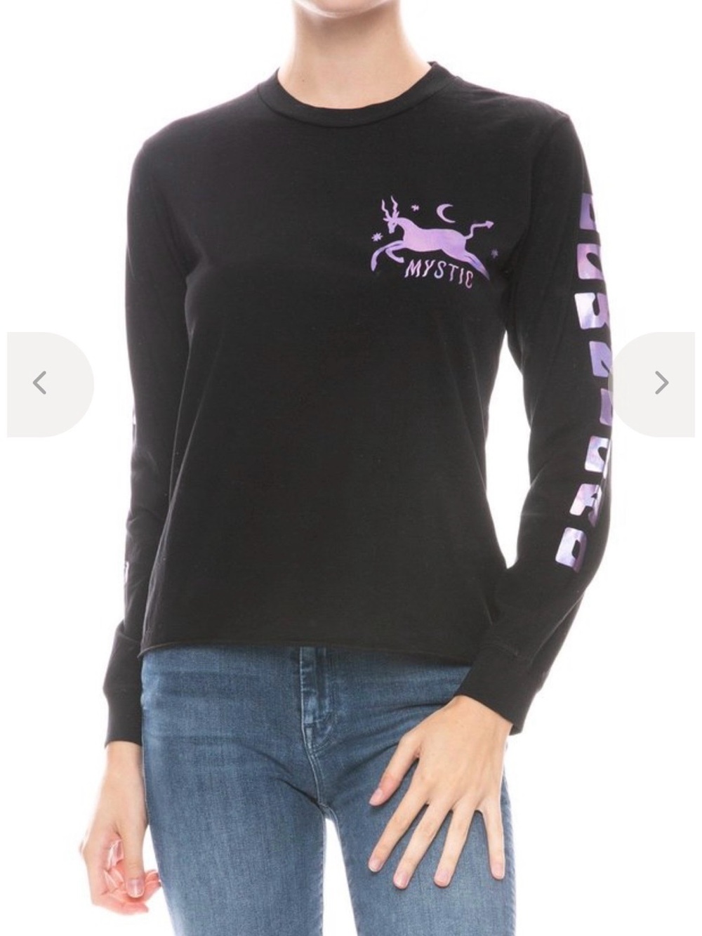 Mother Denim Long Sleeve Boxy Goodie Goodie Tee in Cosmic Overload - NWT